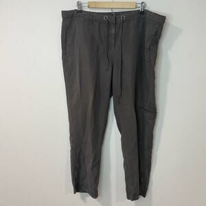 Eileen Fisher Women's Pants Cargo Baggy Linen Blend Dark Green Lagenlook Large